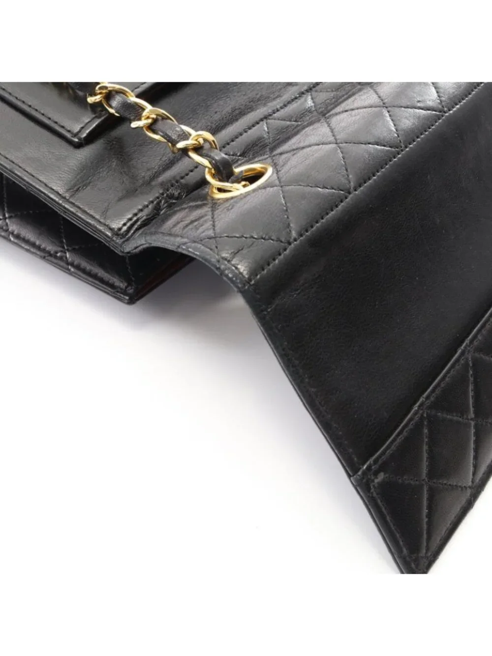 Chanel Shoulder Bag Quilted Black Leather Chain
